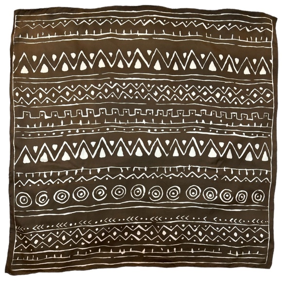 100% Silk Scarf with Tribal Design - Hand-Rolled Edges - Picture 3 of 9